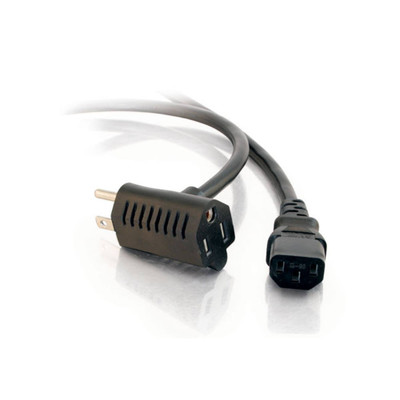 C2G 3ft 16 AWG Universal Power Cord With Extra Outlet - LIMITED AVAILABILITY