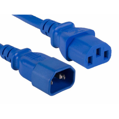 ENET Standard Power Cord - 25ft - C13 Female to C14 Male - 18AWG - 10A 250V - Blue