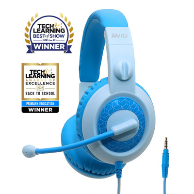 AVID Products AE-25 Safer Sound Audio Headset with Microphone Management System - 3.5mm - Blue