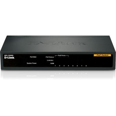 D-Link DES-1008PA 8-Port 10/100 Unmanaged Metal Desktop Switch with 4 PoE Ports