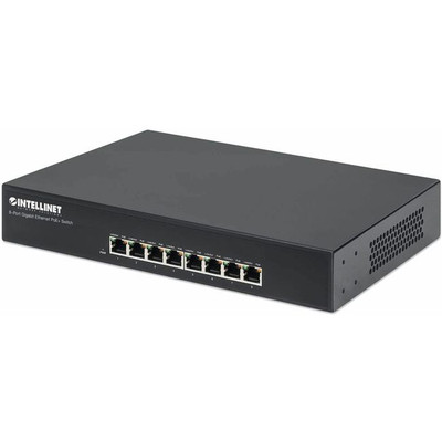 Intellinet Network Solutions 8-Port Gigabit PoE+ Switch, 140 Watt Power Budget, Desktop, Rackmount with Ears