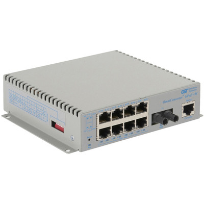 Omnitron Systems 9521-1-18-1 OmniConverter Managed Gigabit PoE+ - SM ST - RJ-45 - Ethernet Fiber Switch