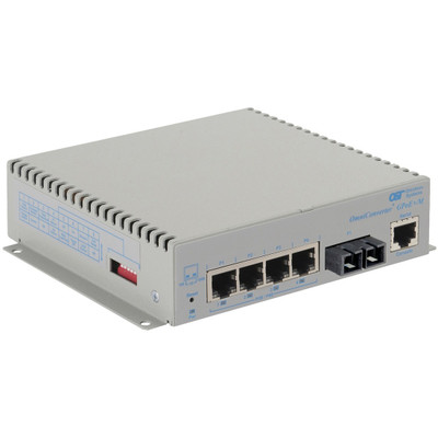 Omnitron Systems 9523-1-14-9Z OmniConverter Managed Gigabit PoE+ - SM SC - RJ-45 - Ethernet Fiber Switch