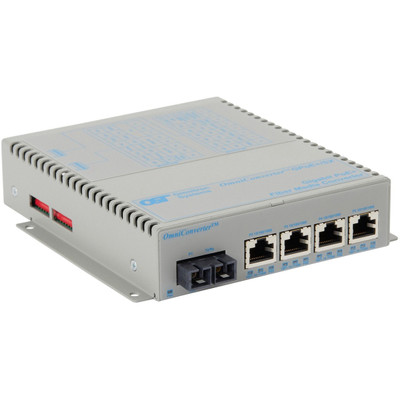 Omnitron Systems 9443-2-14-1W OmniConverter Unmanaged Gigabit PoE+ - SM SC - RJ-45 - Ethernet Fiber Switch