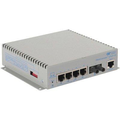 Omnitron Systems 9521-1-14-1 OmniConverter Managed Gigabit PoE+ - SM ST - RJ-45 - Ethernet Fiber Switch