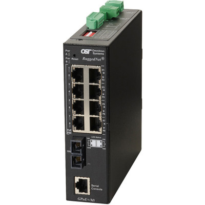 Omnitron Systems 9543-1-18-2Z RuggedNet Managed Industrial Gigabit PoE+ - SM SC - RJ-45 - Ethernet Fiber Switch