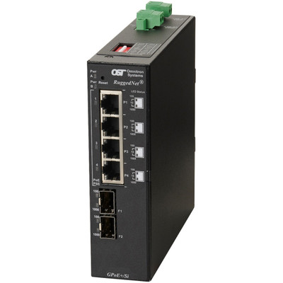 Omnitron Systems 9579-0-24-2Z RuggedNet Unmanaged Industrial Gigabit PoE+ - 2xSFP - RJ-45 - Ethernet Fiber Switch