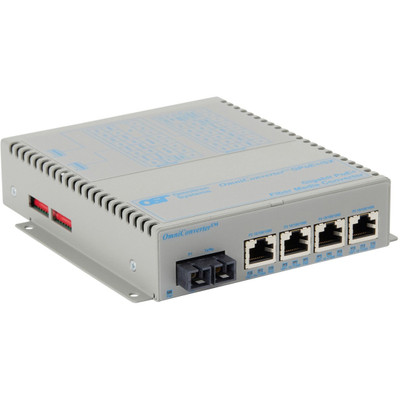 Omnitron Systems 9442-6-14-9Z OmniConverter Unmanaged Gigabit PoE+ - MM SC - RJ-45 - Ethernet Fiber Switch