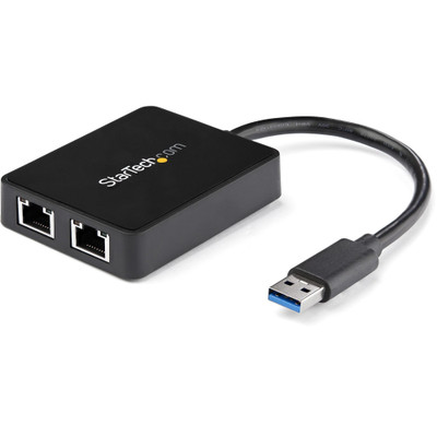 StarTech.com USB 3.0 to Dual Port Gigabit Ethernet Adapter NIC w/ USB Port