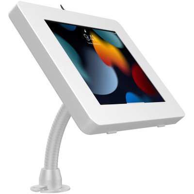 CTA Digital Premium Security Kiosk Stand with Gooseneck Tabletop Mount (White)