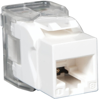 Tripp Lite N238-001-WH-TF Cat6 / Cat5e Keystone Jack, 180-Degree Toolless - RJ-45, cat5e cat6 UTP - 110 IDC RJ45 WHITE TAA/GSA