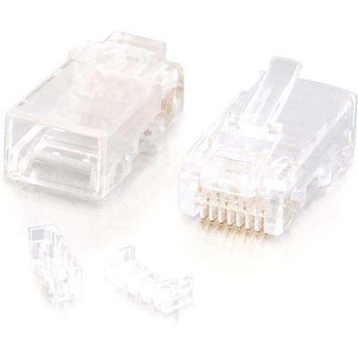 C2G 27575 RJ45 Cat5E Modular (with Load Bar) Plug for Round Solid/Stranded Cable - 100pk