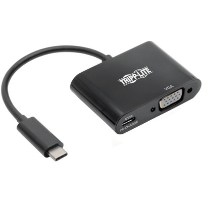 Tripp Lite U444-06N-VB-C USB C to VGA Adapter Converter w/ PD Charging 1080p Black USB Type C to VGA