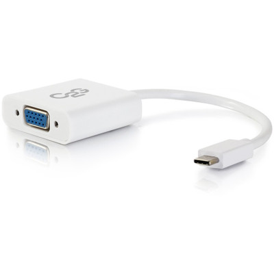 C2G 29472 USB C to VGA Adapter - USB C to VGA Converter - Video Adapter Cable - White - M/F