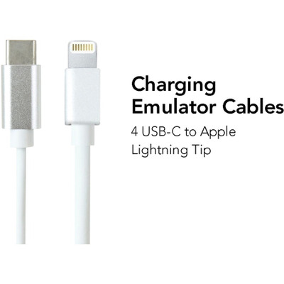 JAR Systems A4-UCAP-LGN Emulator Charging Adapters for Apple Devices 4-Pack of USB-C PD to Lightning Tip Connectors