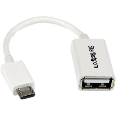 StarTech UUSBOTGW 5in White Micro USB to USB OTG Host Adapter M/F