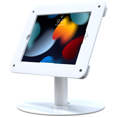CTA Digital Rotating Desk Mount with Acrylic Security VESA Enclosure for iPad 10.2 Series, iPad Air3 and iPad Pro 10.5 (White)