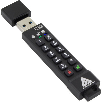 Apricorn ASK3-NX-64GB Apricon Aegis Secure Key 3NX: Software-Free 256-Bit AES XTS Encrypted USB 3.1 Flash Key with FIPS 140-2 level 3 validation, Onboard Keypad, and up to 25% Cooler Operating Temperatures.
