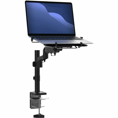 CTA Digital Articulating Desk Mount Clamp for Laptops with Built-In Cooling Fan