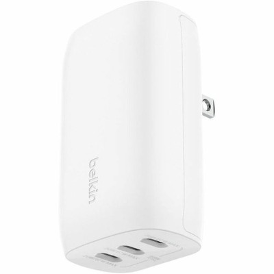 Belkin WCC002DQWH 67W Portable 3-Port USB-C Wall Charger - 3xUSB-C (67W Total) - Fast Charging - Power Adapter - White
