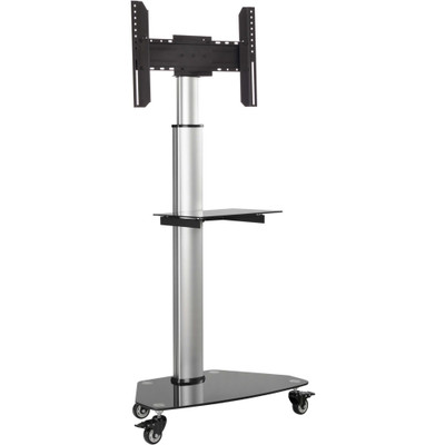 Tripp Lite Premier Rolling TV Cart for 37" to 70" Displays, Black Glass Base and Shelf, Locking Casters