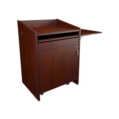 Middle Atlantic Pre-Configured L2 Series Lectern with Connectivity & Flip Up Shelf - Grained Cherry