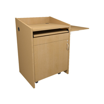 Middle Atlantic Pre-Configured L2 Series Lectern with Connectivity & Flip Up Shelf - Knotted Maple