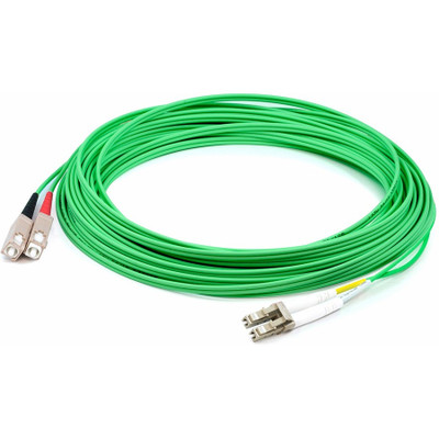 AddOn AOT-SC-LC20MOM3G 20m LC (Male) to SC (Male) Straight Green OM3 Duplex Fiber OFNR (Riser-Rated) TAA Compliant Patch Cable