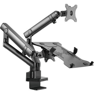 Aluminum Mechanical Spring Slim Monitor Arm with Laptop Holder - 17" to 32"