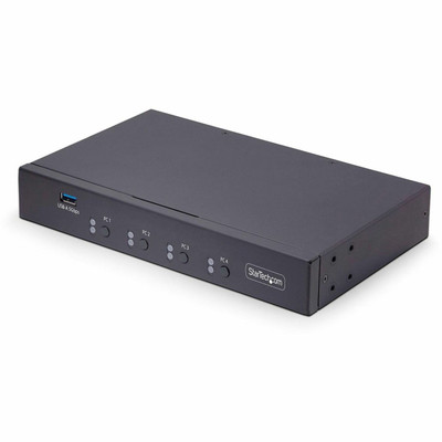 StarTech 4-Port KM Switch with Mouse Roaming, USB 3.0 Keyboard/Mouse Switcher for 4 Computers, 3.5mm and USB Audio, TAA Compliant