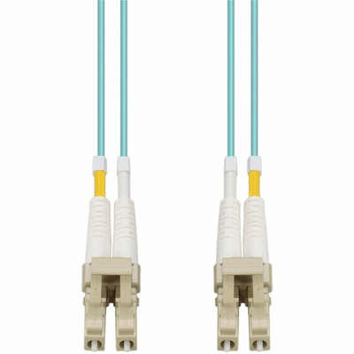 AddOn 110m LC to LC Aqua OM4 Duplex OFNR (Riser-Rated) Fiber Patch Cable