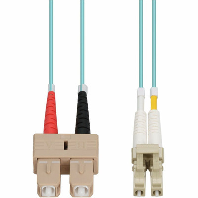 AddOn ADD-SC-LC-45M5OM4P 45m SC to LC Aqua OM4 Duplex OFNP (Plenum-Rated) Fiber Patch Cable