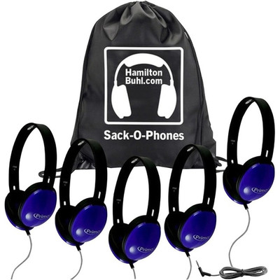 Hamilton Buhl Sack-O-Phones Primo Headphones - Blue - 5 Pack