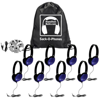 Hamilton Buhl Sack-O-Phones Primo Headphones - Blue - 8 Pack