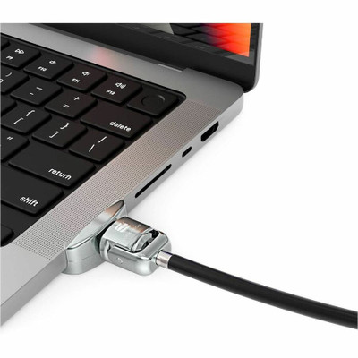 Compulocks MBPR14LDG01KL Ledge Lock Adapter for MacBook Pro 14" M1 & M2 with Keyed Cable Lock Silver
