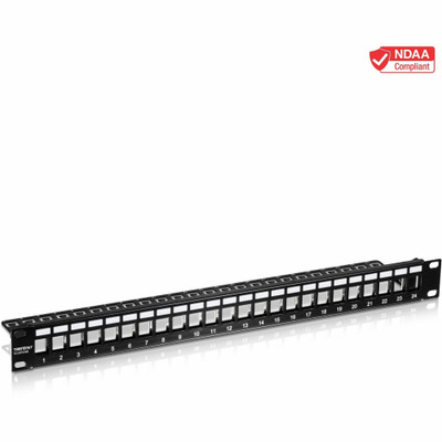 TRENDnet 24-Port Blank Keystone 1U Patch Panel, 1U 19" Metal Rackmount Housing, Recommended With TC-K25C6 & TC-K50C6 Cat6 Keystone Jacks (Sold Separately), Black, TC-KP24