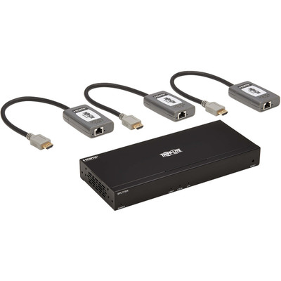 Tripp Lite 4-Port HDMI over Cat6 Extender Kit Splitter/3x Pigtail Receivers 4K 60 Hz HDR 4:4:4 PoC 230 ft. (70.1 m) TAA