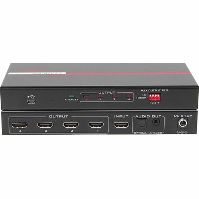 Hall 1x4 HDMI Distribution Amplifier w/ 4K 60Hz 4:4:4 HDCP 2.2 Audio out & Scaler