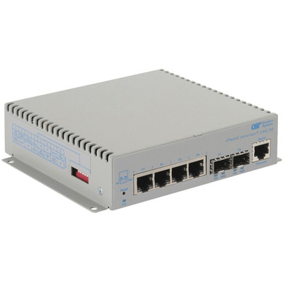 Omnitron Systems OmniConverter 10G/M, 2xSFP/SFP+, 8xRJ-45, 1xDC Powered Extended Temp