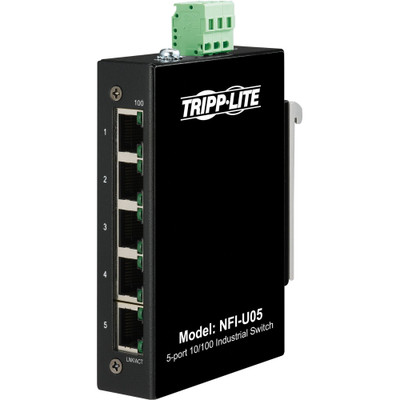 Tripp Lite 5-Port Unmanaged Industrial Ethernet Switch 10/100 Mbps Ruggedized -40&deg; to 75&deg;C DIN/Wall Mount