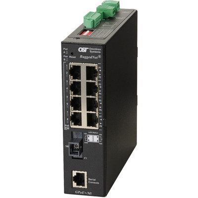 Omnitron Systems 9550-1-18-2Z RuggedNet Managed Industrial Gigabit PoE+ - SM SC SF - RJ-45 - Ethernet Fiber Switch