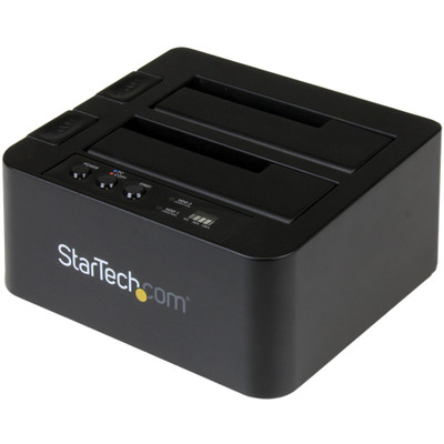 StarTech.com Standalone Hard Drive Duplicator, External Dual Bay HDD/SSD Cloner/Copier, USB 3.1 to SATA Drive Docking Station, Disk Cloner