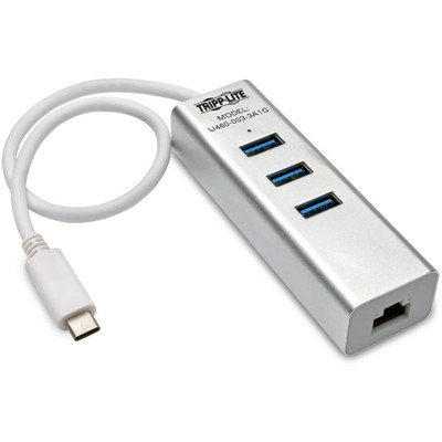 Tripp Lite 3-Port USB-C Hub with LAN Port USB-C to 3x USB-A Ports and Gbe USB 3.0 White