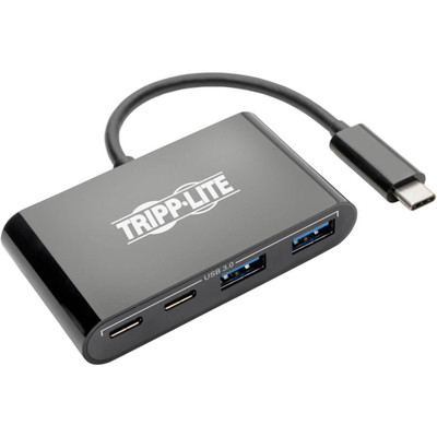 Tripp Lite USB C Hub Adapter Portable w 2x USB Type C & 2x USB-A Black