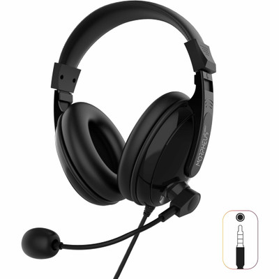 Morpheus 360 Basic Multimedia Stereo Headset - Adjustable Microphone - Lightweight Comfortable Design - Soft Eco Leather Ear Cushions - Over Ear - Black - HS3000S
