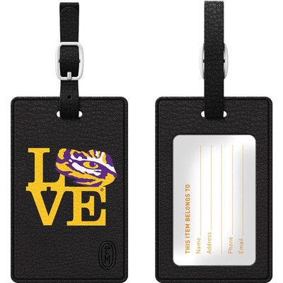 OTM Black Leather Love V1 Bag Tag Louisiana State University