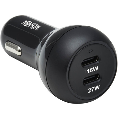 Tripp Lite Dual-Port USB-C Car Charger with 45W PD Charging USB-C (27W) USB-C (18W) Black