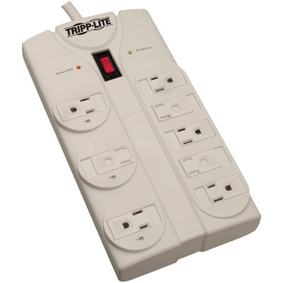 Tripp Lite Protect It! 8-Outlet Surge Protector 25 ft. Cord with Right-Angle Plug 1440 Joules Diagnostic LEDs Light Gray Housing