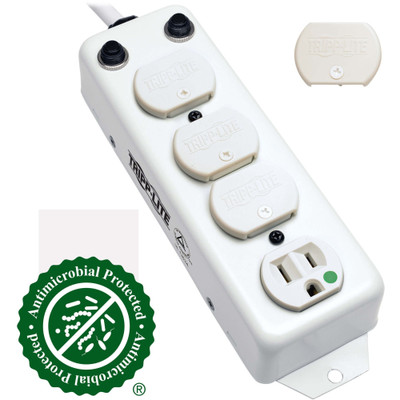 Tripp Lite Safe-IT UL 1363A Medical-Grade Power Strip for Patient-Care Vicinity 4 Hospital-Grade Outlets 15 ft. Right-Angle Cord