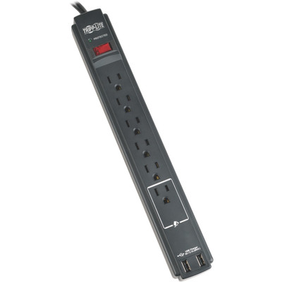 Tripp Lite Protect It! 6-Outlet Surge Protector 6 ft. (1.83 m) Cord 990 Joules 2 x USB Charging ports (2.1A) Black Housing TAA